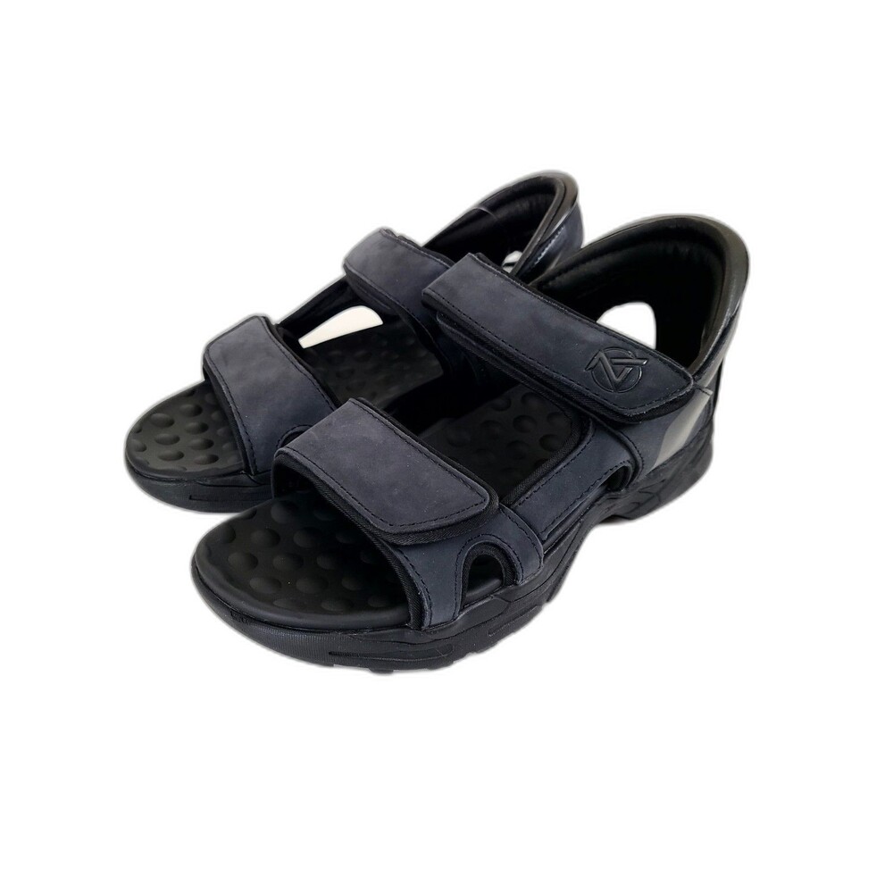 NEW! Zeba Mens Black Leather Easy Slip Sandals Shoes Size 8 Handsfree